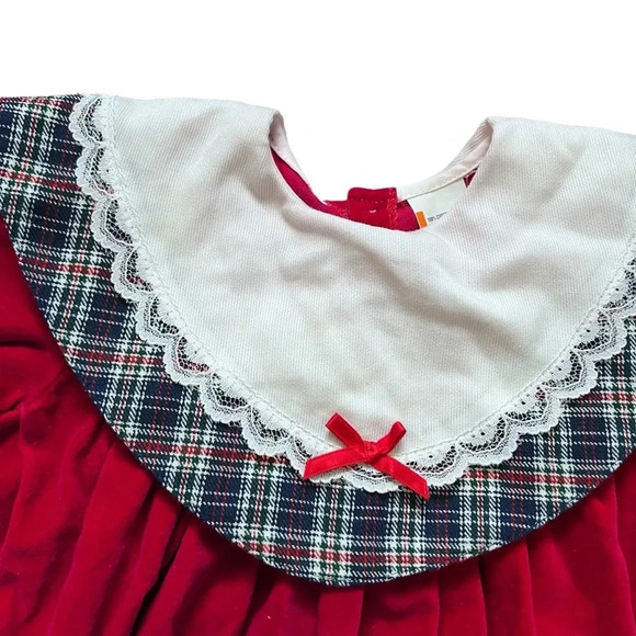 Vintage Red Velvet Bib Christmas Top Size 12 Months - Picture 3 of 6